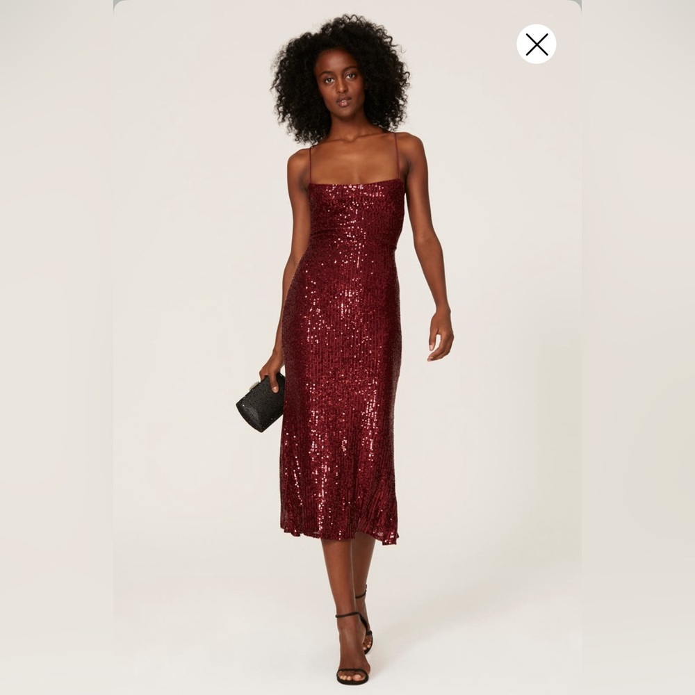 Leena by Mac Duggal wine sequin tie-back dress
